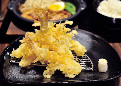 罗虾摄影照片_日本料理 - 天妇罗虾（炸虾）