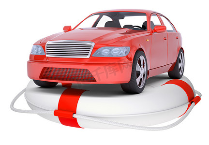 排气管线条摄影照片_浮标上的红色汽车