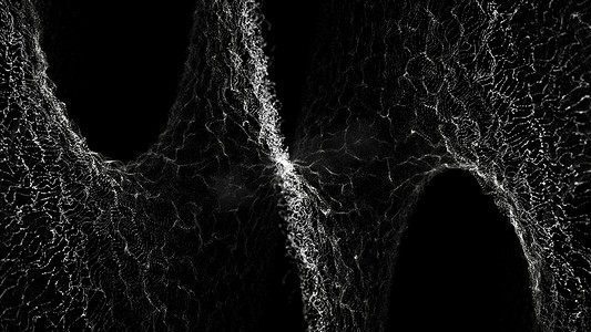 深渊中的数字粒子漂浮波形抽象网络技术。