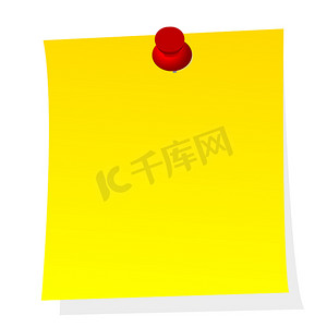 空白笔记摄影照片_与图钉的空白的笔记黄色纸贴纸