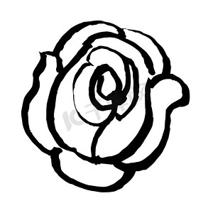 玫瑰花瓣手绘摄影照片_手绘草图插图的玫瑰