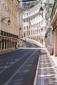 里斯本市中心空荡荡的街道