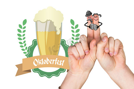 慕尼黑啤酒节人物手指的合成图像