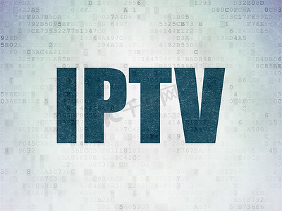 蓝色网页设计模板摄影照片_网页设计理念： 数字数据论文背景上的 IPTV