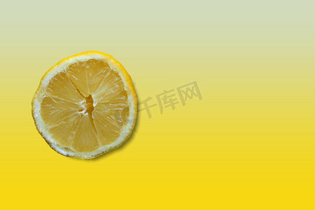 果品摄影照片_柠檬片在匹配的颜色背景上