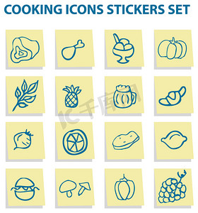 食物图标贴纸集，厨房元素 1