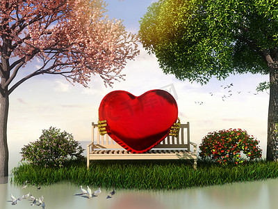 爱与浪漫的 3D Valentin 视图