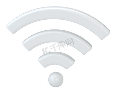 Wi Fi 无线网络符号，3d 渲染隔离在白色背景上。
