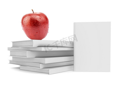一堆白书上的新鲜苹果