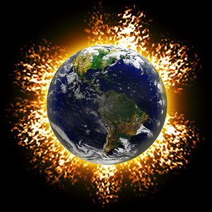 冰与火的碰撞摄影照片_爆炸地球