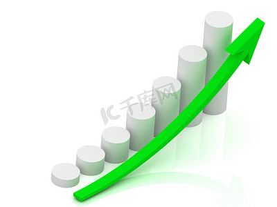 白色柱子的业务图表输出增长