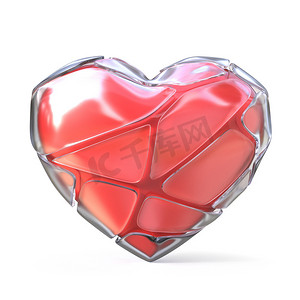 红色的心与破碎的冰壳。 