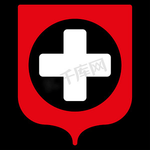 十字安全图标摄影照片_医疗盾牌图标