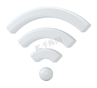 Wi Fi 无线网络符号，3d 渲染隔离在白色背景上。