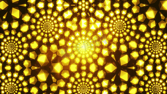 闪烁的金色元素形成隧道。 