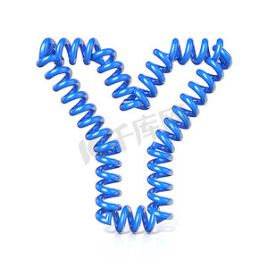 弹簧、螺旋电缆字体集合字母 - Y. 3D