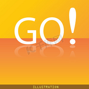GO 图标符号平现代网页设计与反射和空间为您的文本。 