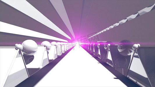 汽车渲染背景摄影照片_3d 渲染未来派公路隧道。