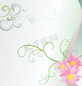 鲜花花束矢量摄影照片_白色背景矢量图像上的粉红色花朵