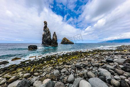 在 Ribeira de Janela，马德拉，葡萄牙，欧洲的海滩