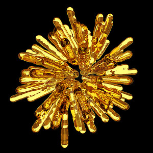 球形抽象形状的金色冷冻液柱
