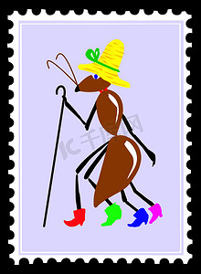 矢量在邮票上画蚂蚁
