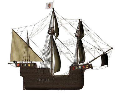 San Buenaventura 船 - 3D 渲染