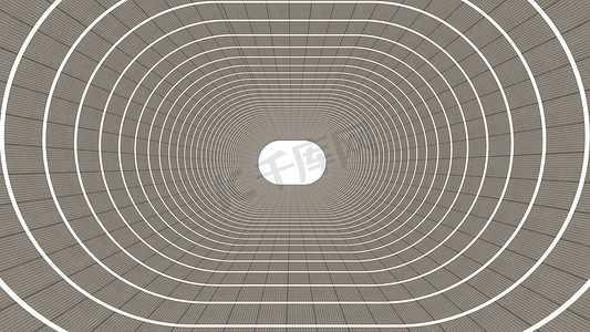 隧道背景中抽象椭圆形状的 3d 渲染