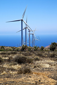 非洲风力涡轮机兰萨罗特岛西班牙