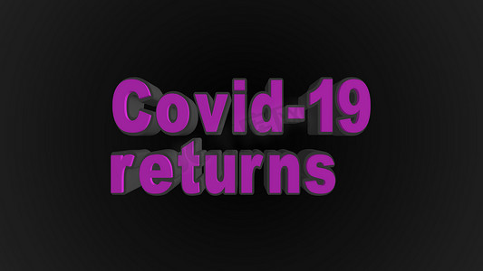 标题文字背景摄影照片_壮观的立体文字，3D 插图，“Covid-19 回归”。