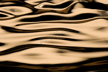 “流动的波纹图案，金色背景，3d 渲染。”