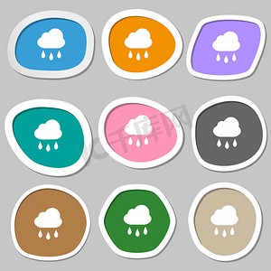 暴雨摄影照片_天气雨图标符号。
