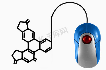 计算机鼠标摄影照片_计算机鼠标电缆描绘的化学式