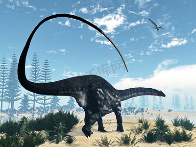 沙漠蜥蜴摄影照片_沙漠中的雷龙恐龙 — 3D渲染