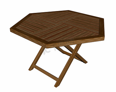 木制折叠桌 - 3D 渲染