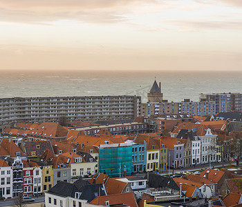 荷兰热门城市 Zeeland 的 Vlissingen 城市天际线，享有海景