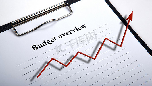 薪酬核算摄影照片_带有标题预算概览和图表的文件
