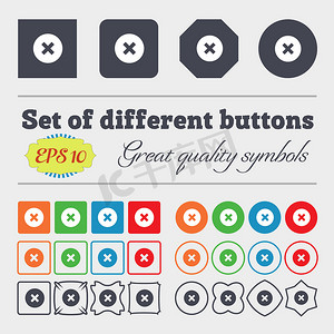 cancel icon sign 大套彩色、多样、高质量的按钮。