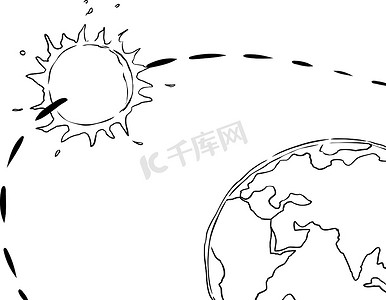 印度地球仪摄影照片_太阳系轮廓的地心视图