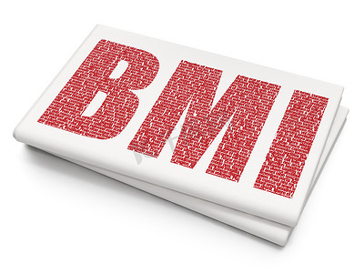 健康理念： 空白报纸背景上的 BMI