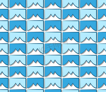 蓝色瓷砖图案山峰