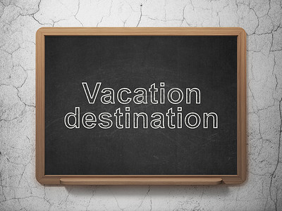 度假概念：黑板背景上的度假目的地