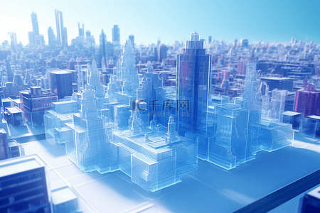 数字化城市蓝色格调未来城市高科技背景