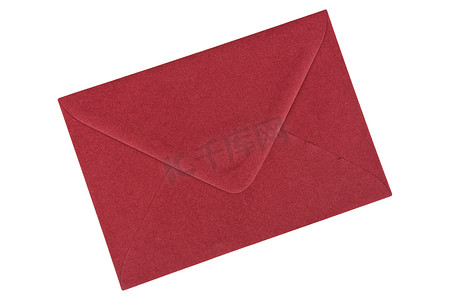 深红摄影照片_白色背景上的深红色信封