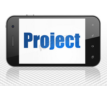 财务概念：显示项目的智能手机