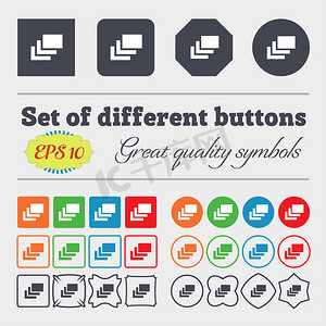 图层图标符号 大套彩色、多样、高质量的按钮。