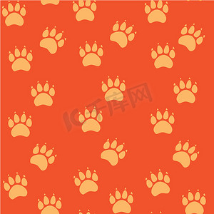 猫或狗爪子无缝图案-动物足迹纹理。