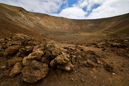 summer背景摄影照片_vulcanic timanfaya rock stone sky hill and summer in los volca