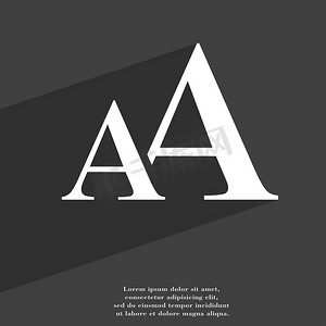 放大字体，AA 图标符号平面现代网页设计，带有长阴影和文本空间。