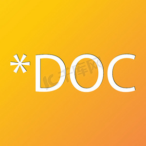 Doc 文件扩展图标符号平现代网页设计与长长的阴影和空间为您的文本。